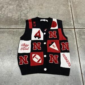 vintage university of nebraska collegiate knit sweater vest size medium